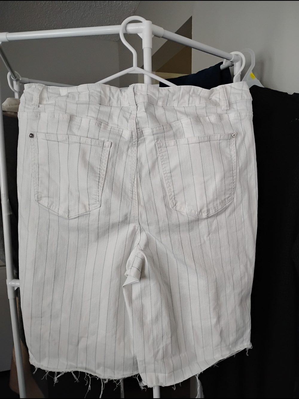 Love & Legend Unisex White Pinstripe Chino Shorts - Picture 3 of 4